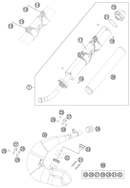 Sprängskiss: Exhaust System – KTM 200 EXC 2011