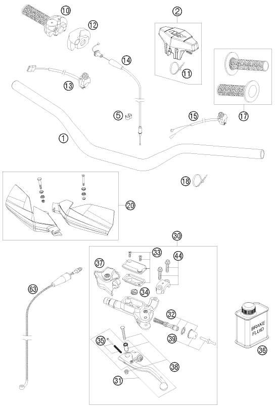 Sprängskiss: Handlebar, Controls – KTM 300 XC-W 2011