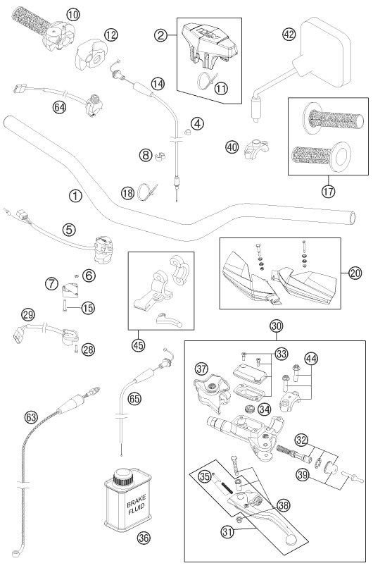 Sprängskiss: Handlebar, Controls – KTM 250 EXC 2011