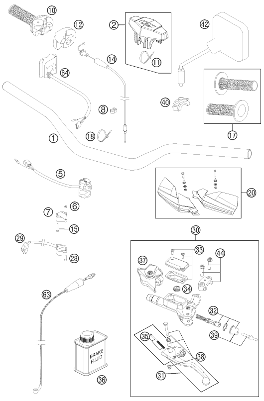 Sprängskiss: Handlebar, Controls – KTM 250 EXC 2011
