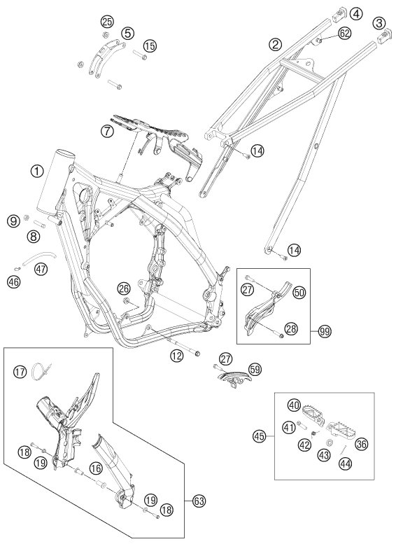 Sprängskiss: Frame – KTM 250 XC 2011