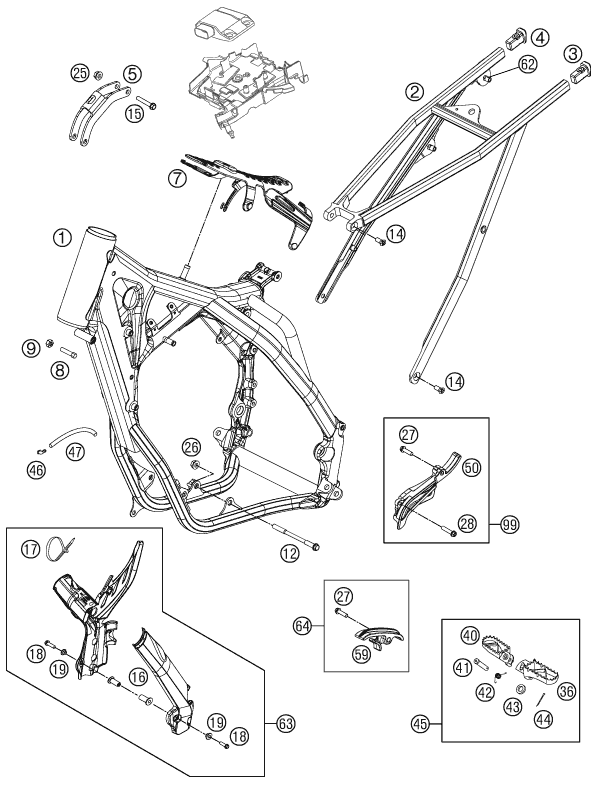 Sprängskiss: Frame – KTM 250 SX 2011