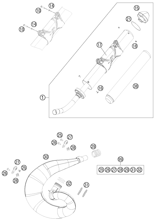 Sprängskiss: Exhaust System – KTM 300 XC-W 2011