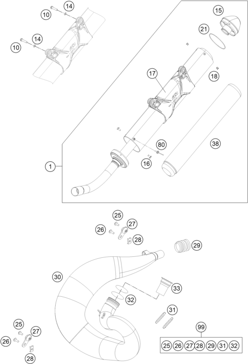 Sprängskiss: Exhaust System – KTM 250 EXC 2011
