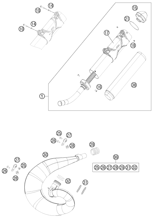 Sprängskiss: Exhaust System – KTM 250 SX 2013