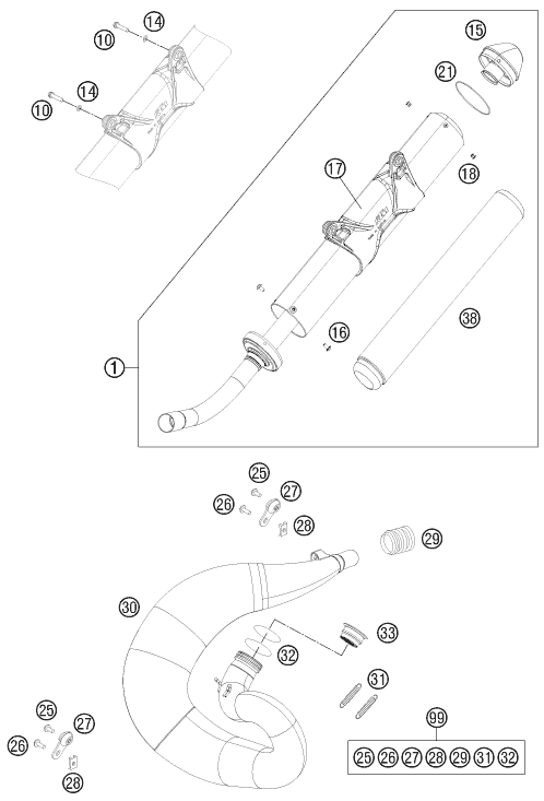 Sprängskiss: Exhaust System – KTM 250 EXC 2011
