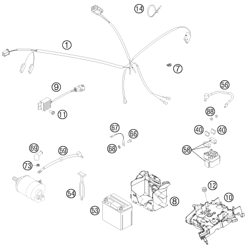 Sprängskiss: Wiring Harness – KTM 250 XC 2011