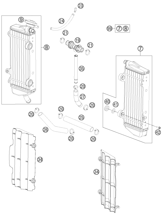 Sprängskiss: Cooling System – KTM 125 SX 2011
