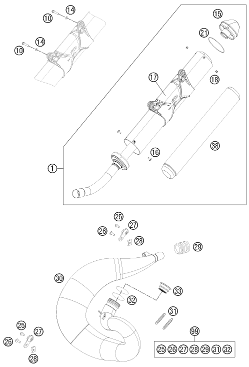 Sprängskiss: Exhaust System – KTM 300 EXC 2011