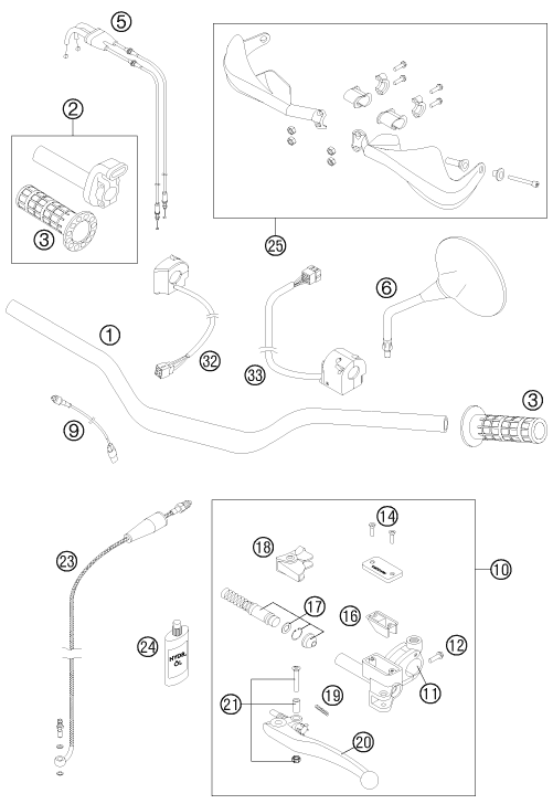 Sprängskiss: Handlebar, Controls – KTM 990 ADV.-R SPEC.EDIT.