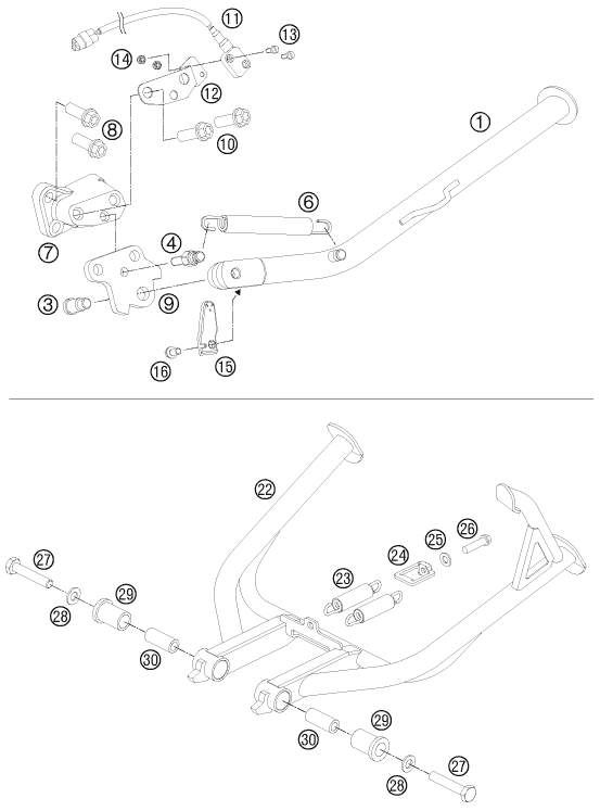 Sprängskiss: Side / Center Stand – KTM 990 ADVENTURE R CKD 2012