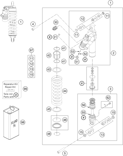 Sprängskiss: Shock Absorber – KTM 990 ADVENTURE WHITE ABS CKD