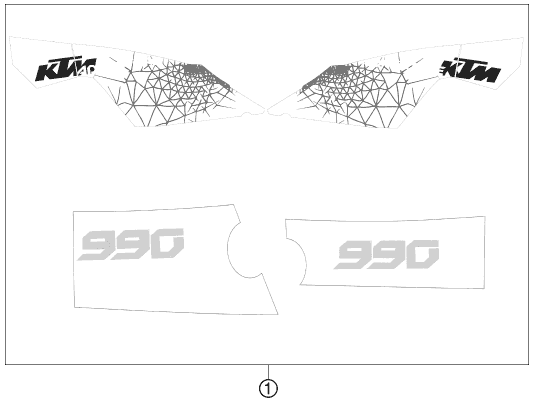 Sprängskiss: Decal – KTM 990 ADVENTURE ORANGE ABS 11