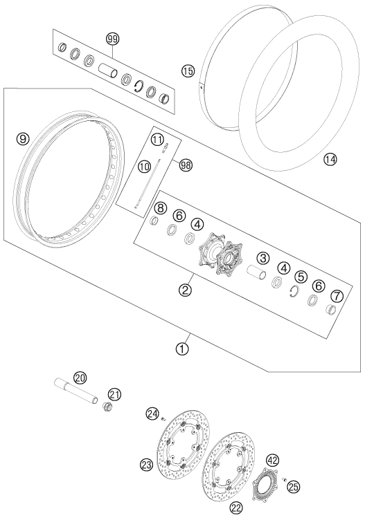 Sprängskiss: Front Wheel – KTM 990 ADVENTURE WHITE ABS CKD