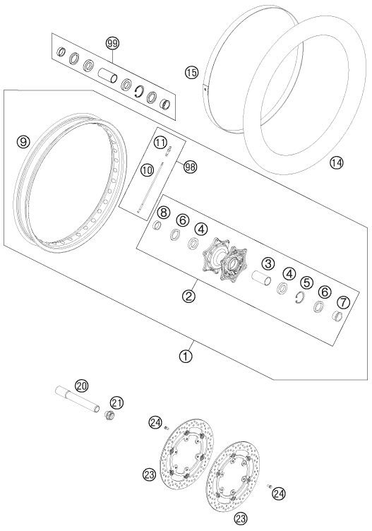 Sprängskiss: Front Wheel – KTM 990 ADVENTURE R CKD 2012