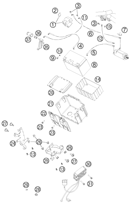 Sprängskiss: Battery – KTM 990 ADVENTURE R CKD 2012