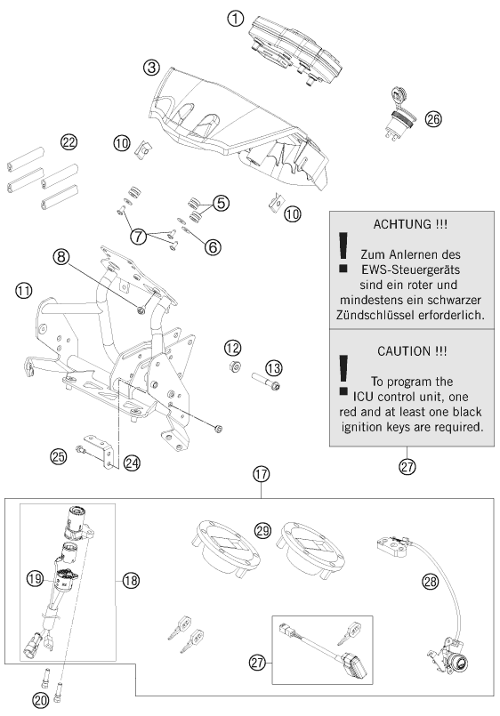 Sprängskiss: Instruments / Lock System – KTM 990 ADVENTURE WHITE ABS CKD