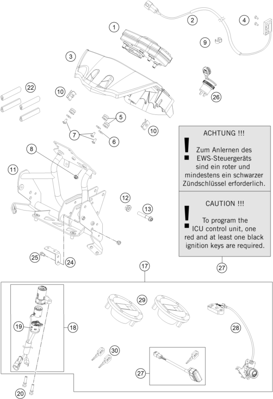 Sprängskiss: Instruments / Lock System – KTM 990 ADVENTURE R CKD 2012
