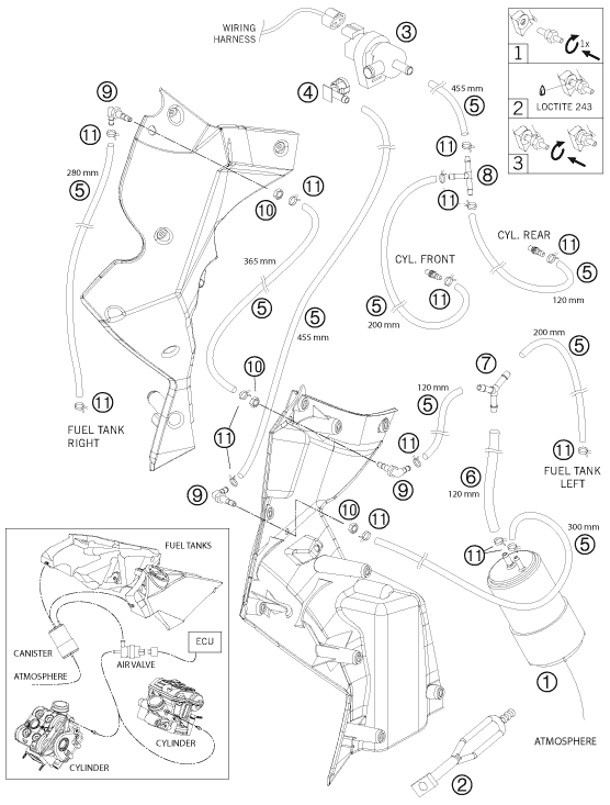 Sprängskiss: Evaporative Canister – KTM 990 ADVENTURE R 2011