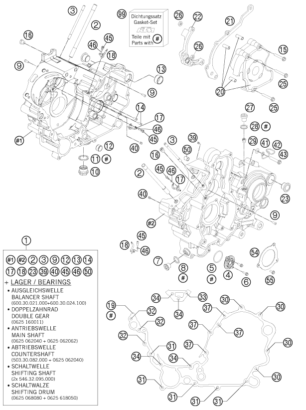 Sprängskiss: Engine Case – KTM 990 ADV. LIM.EDIT. WH. ABS 11
