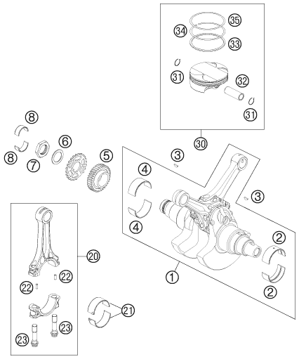 Sprängskiss: Crankshaft, Piston – KTM 990 ADV. LIM.EDIT. WH. ABS 11