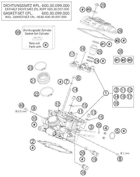 Sprängskiss: Cylinder Head Rear – KTM 990 ADV. LIM.EDIT. WH. ABS 11