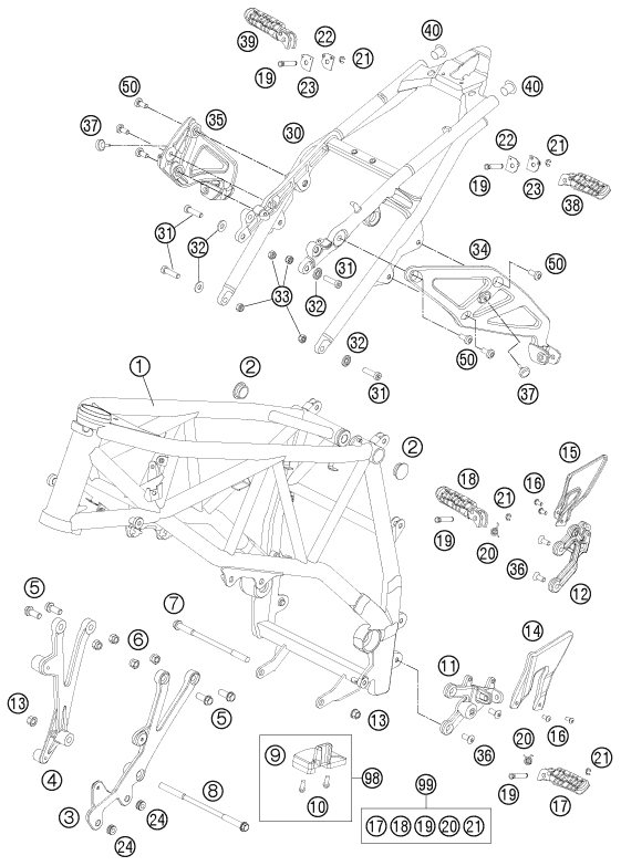 Sprängskiss: Frame – KTM 990 SUPER DUKE BLACK 2011