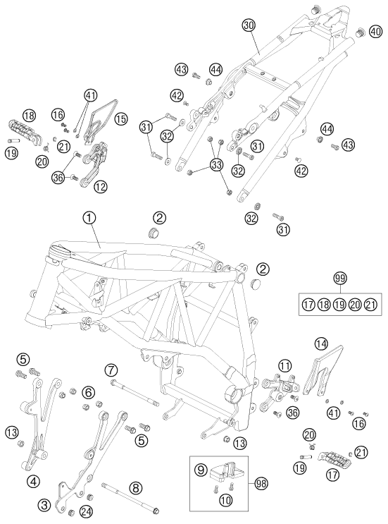 Sprängskiss: Frame – KTM 990 SUPER DUKE R 2011