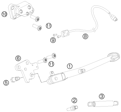Sprängskiss: Side / Center Stand – KTM 990 SUPER DUKE BLACK 2011