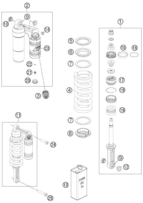 Sprängskiss: Shock Absorber – KTM 990 SUPER DUKE BLACK 2011