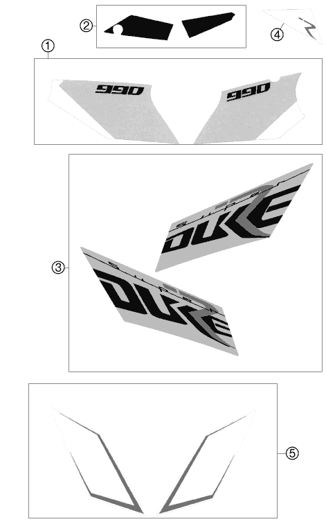Sprängskiss: Decal – KTM 990 SUPER DUKE R 2011