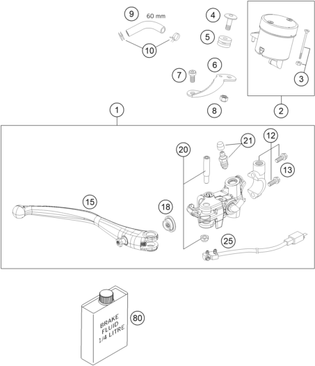 Sprängskiss: Front Brake Control – KTM 990 SUPER DUKE BLACK 2011