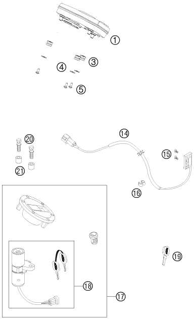 Sprängskiss: Instruments / Lock System – KTM 990 SUPER DUKE R 2011