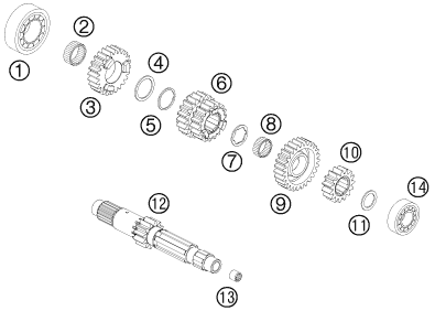 Sprängskiss: Transmission I - Main Shaft – KTM 990 SUPER DUKE BLACK 2011