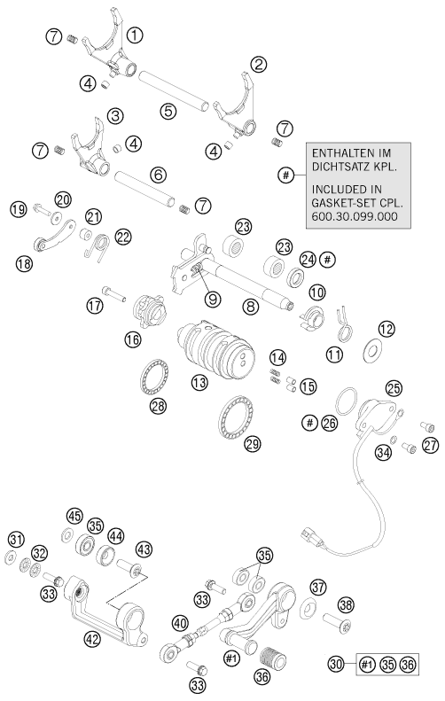 Sprängskiss: Shifting Mechanism – KTM 990 SUPER DUKE BLACK 2011