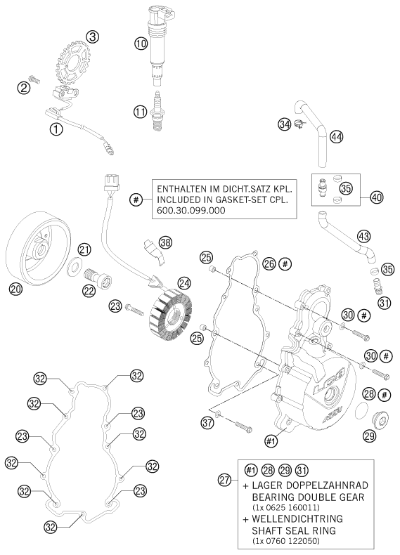 Sprängskiss: Ignition System – KTM 990 SUPER DUKE BLACK 2011