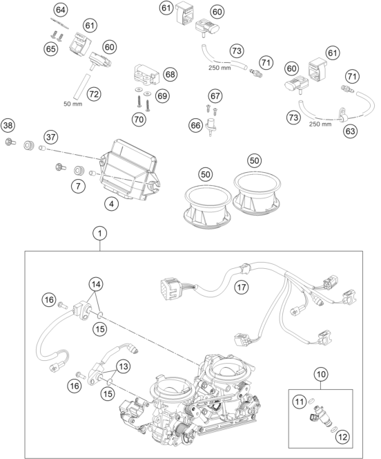 Sprängskiss: Throttle Body – KTM 990 SUPER DUKE BLACK 2011