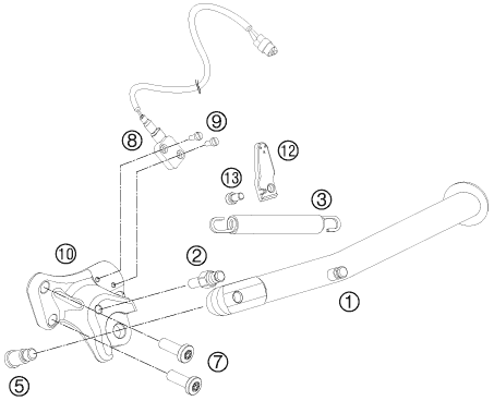 Sprängskiss: Side / Center Stand – KTM 990 SUPERM. T BLACK ABS 2011