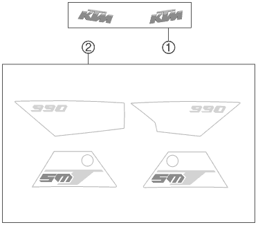 Sprängskiss: Decal – KTM 990 SUPERM. T BLACK ABS 2011