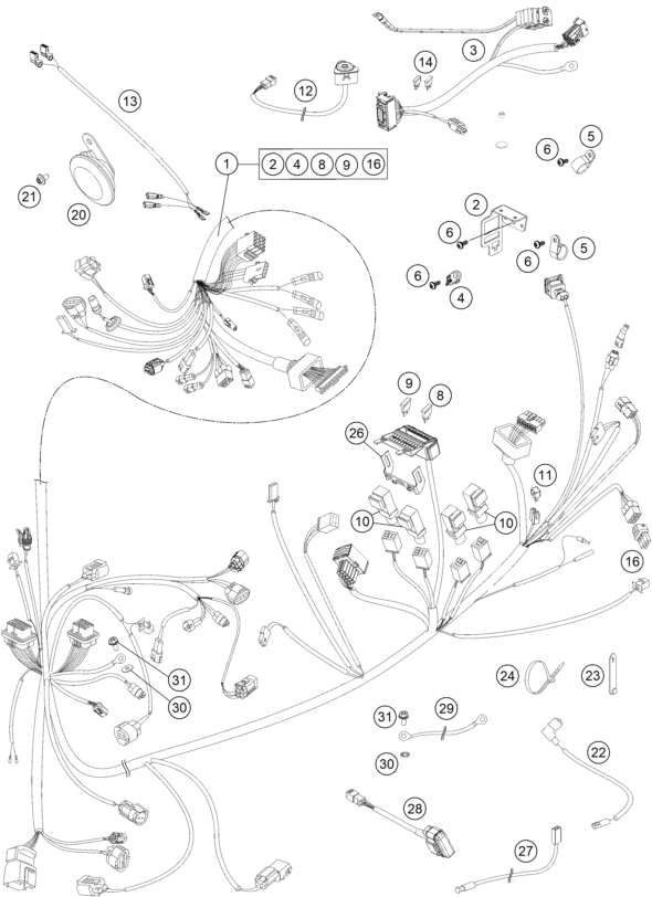 Sprängskiss: Wiring Harness – KTM 990 SUPERM. T BLACK ABS 2011