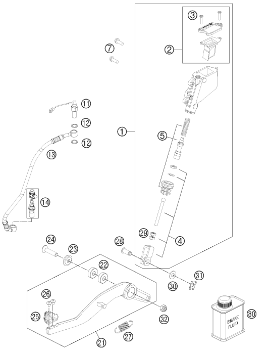 Sprängskiss: Rear Brake Control – KTM 990 SUPERM. T BLACK ABS 2011