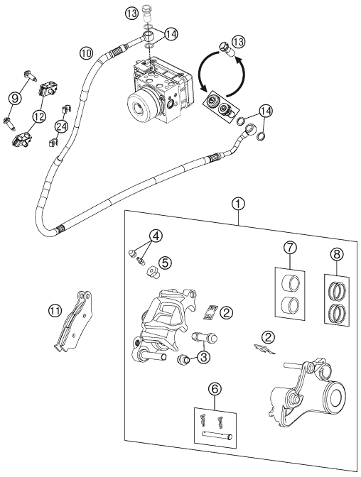 Sprängskiss: Rear Brake Caliper – KTM 990 SUPERM. T BLACK ABS 2011