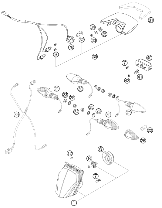 Sprängskiss: Lighting System – KTM 990 SUPERM. T WHITE ABS 2011