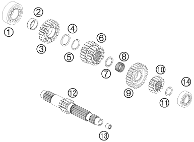 Sprängskiss: Transmission I - Main Shaft – KTM 990 SM-T LIM.EDIT.OR. ABS 2011