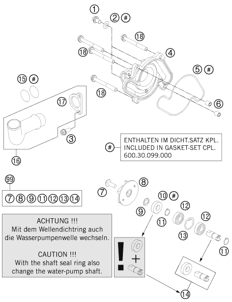 Sprängskiss: Water Pump – KTM 990 SM-T LIM.EDIT.OR. ABS 2011