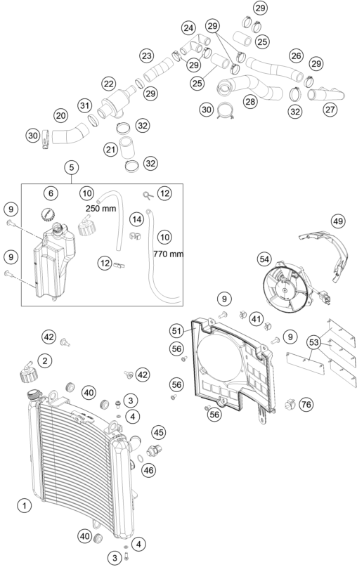 Sprängskiss: Cooling System – KTM 990 SM-T LIM.EDIT.OR. ABS 2011