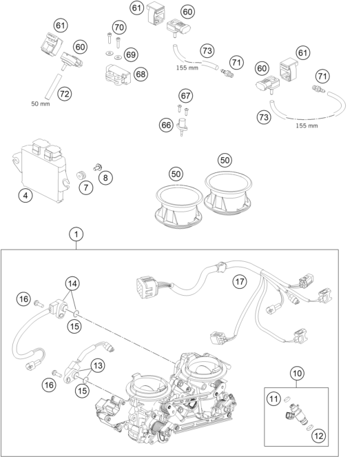 Sprängskiss: Throttle Body – KTM 990 SM-T LIM.EDIT.OR. ABS 2011
