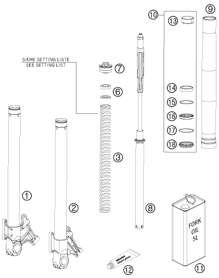 Sprängskiss: Front Fork Disassembled – KTM 990 Supermoto R 2011