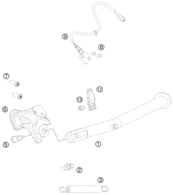 Sprängskiss: Side / Center Stand – KTM 990 Supermoto R 2011