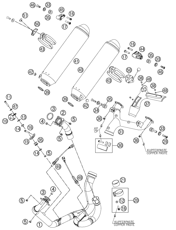 Sprängskiss: Exhaust System – KTM 990 Supermoto R 2011